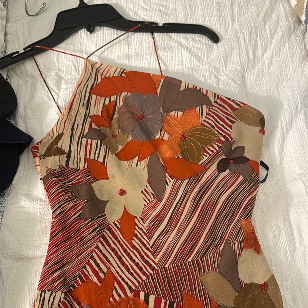 Laundry By Shelli Segal Asymmetrical Dress - Orange and Brown Floral